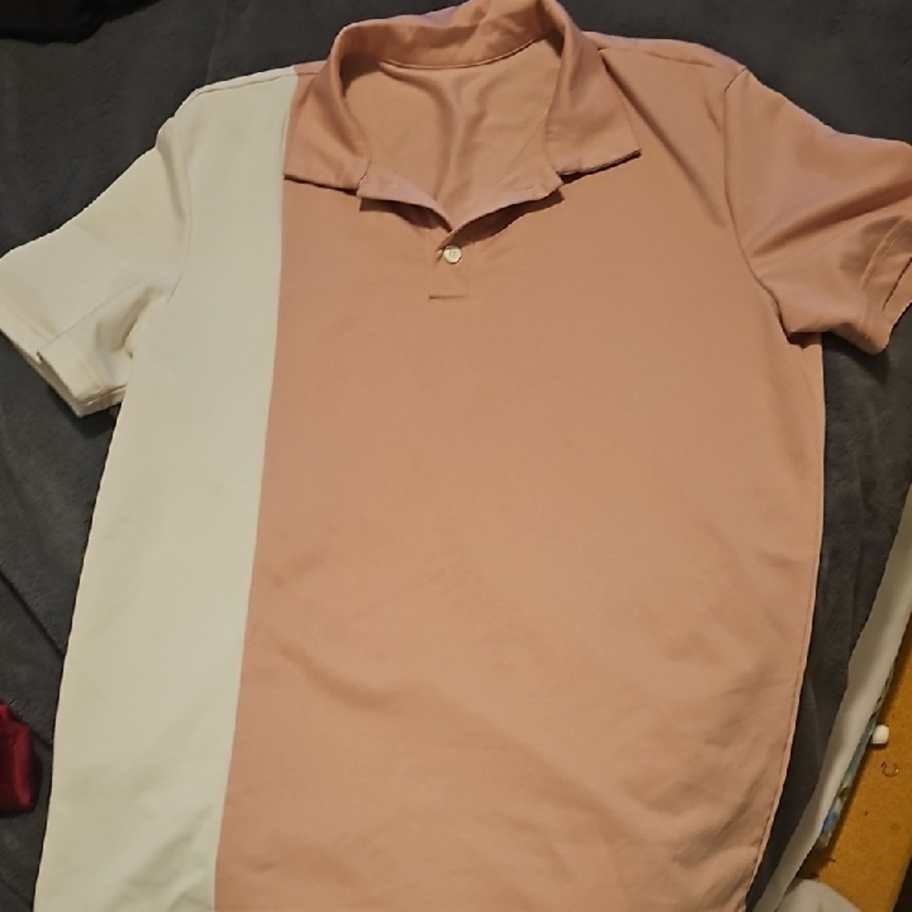 Sheike Pink and White Men's Polo Shirt